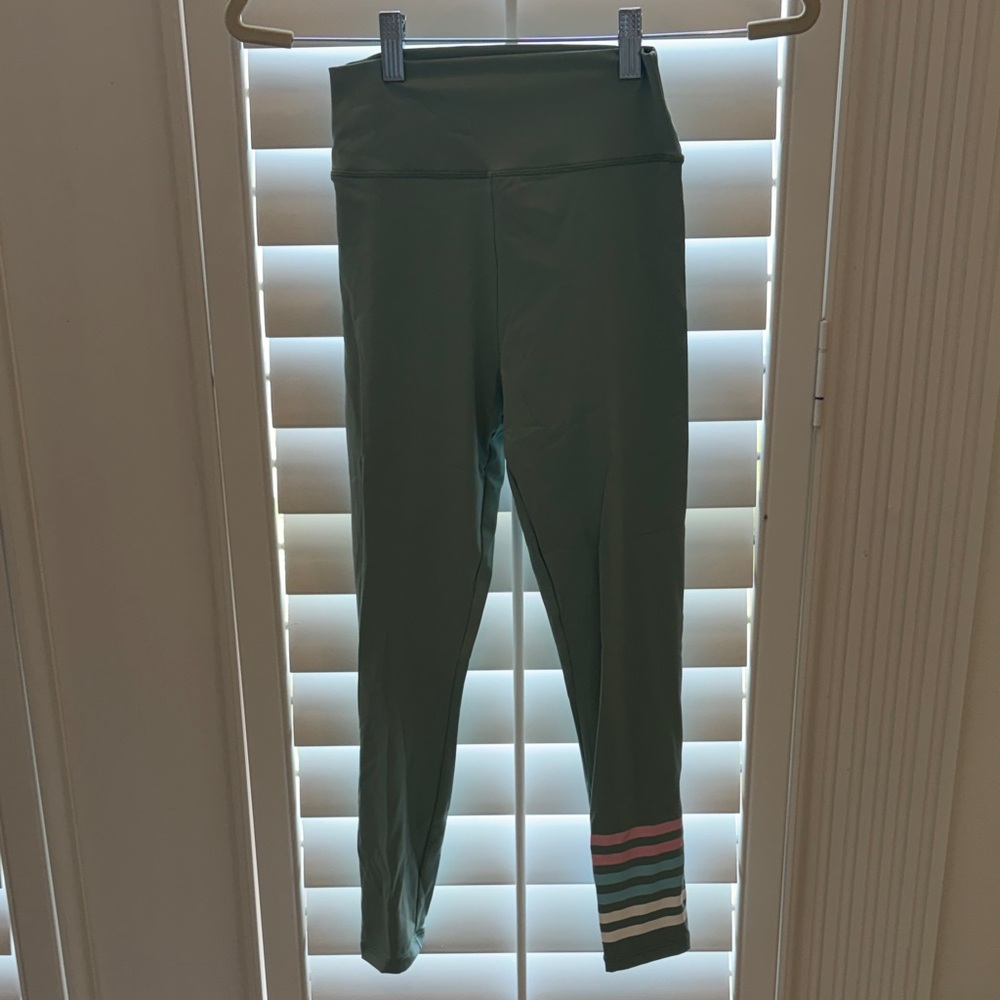 Addison Bay Sage Green Stripe Ankle Leggings